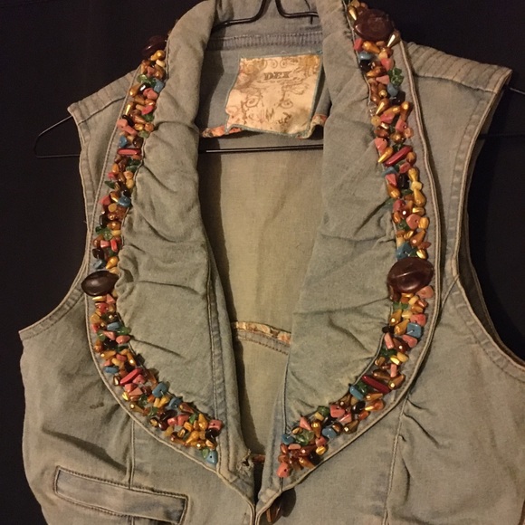 Custom Beaded Dex Denim Vest - Picture 1 of 6